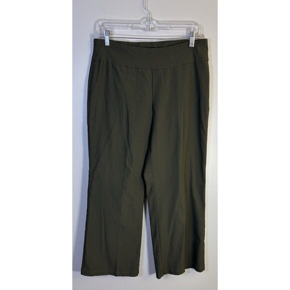 CHADWICKS Olive Green Pull On Pants Women 12 Petite Straight Leg Ankle Stretch - Picture 1 of 10